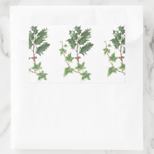Christmas Holly & Ivy Sprigs Botanische Stickers (Tasche)