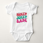 Christmas Holly Jolly Babe Modern Glitzer Script Baby Strampler (Vorderseite)