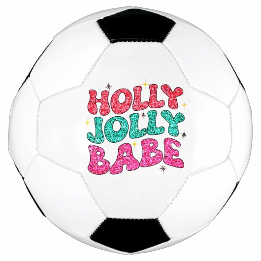 Christmas Holly Jolly Babe Modern Glitzer Script Fußball (Vorderseite)