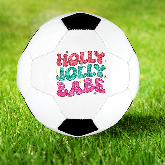 Christmas Holly Jolly Babe Modern Glitzer Script Fußball