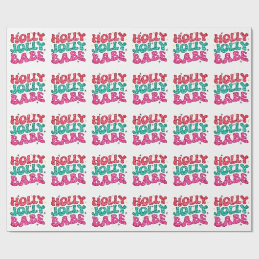 Christmas Holly Jolly Babe Modern Glitzer Script Geschenkpapier (Flach)