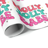 Christmas Holly Jolly Babe Modern Glitzer Script Geschenkpapier (Rolleneckpunkt)