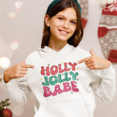 Christmas Holly Jolly Babe Modern Glitzer Script Hoodie