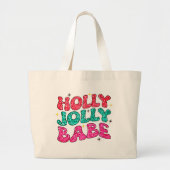 Christmas Holly Jolly Babe Modern Glitzer Script Jumbo Stoffbeutel (Vorne)