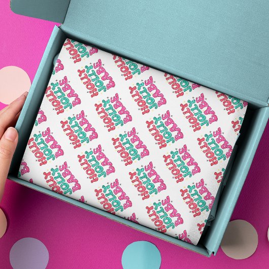 Christmas Holly Jolly Babe Modern Glitzer Script Seidenpapier