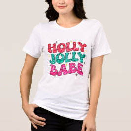 Christmas Holly Jolly Babe Modern Glitzer Script Tri-Blend Shirt