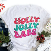 Christmas Holly Jolly Babe Modern Glitzer Script Tri-Blend Shirt