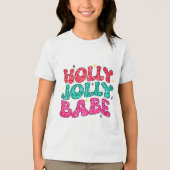 Christmas Holly Jolly Babe Modern Glitzer Script Tri-Blend Shirt (Vorderseite)
