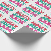 Christmas Holly Jolly Babe Moderner Glitzer Name Geschenkpapier (Ecke)