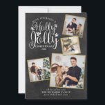 Christmas Holly Jolly Foto von Leime Chalkboard Feiertagskarte<br><div class="desc">An elegant Holly Jolly 4 Foto von klebeholiday design for you to personalize with your favourite fotos framed in gold,  message,  names and year on chalkboard background. Die Reverse Feature Falling Snowflakes haben wir Matching Chalkboard Background. Designed by Thisisnotme ©</div>