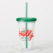 Christmas Holly Jolly Fun Winter Personalisiert Na Acryltrinkbecher (Vorderseite)