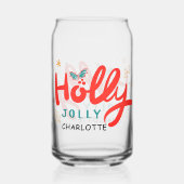 Christmas Holly Jolly Fun Winter Personalisiert Na Dosenglas (Vorderseite)