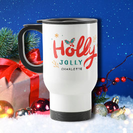 Christmas Holly Jolly Fun Winter Personalisiert Na Reisebecher