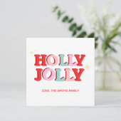 Christmas Holly Jolly Groovy Pink Einladung (Stehend Vorderseite)