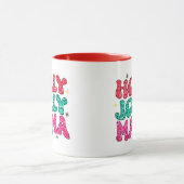 Christmas Holly Jolly Mama Modern Glitzer Script Tasse (Zentrum)