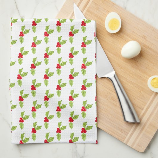 Christmas Holly Mistletoe Festive Peace Liebe Joy Geschirrtuch (Viertel Falte)