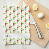 Christmas Holly Mistletoe Pattern NAME Joy Festive Geschirrtuch (Viertel Falte)