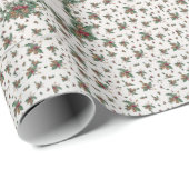 Christmas Holly Mistletoe Pine White Hütte Wood Geschenkpapier (Rolleneckpunkt)