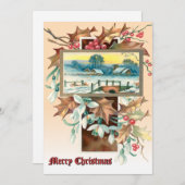 Christmas Holly & Mistletoe Winter Landscape Feiertagskarte (Vorne/Hinten)