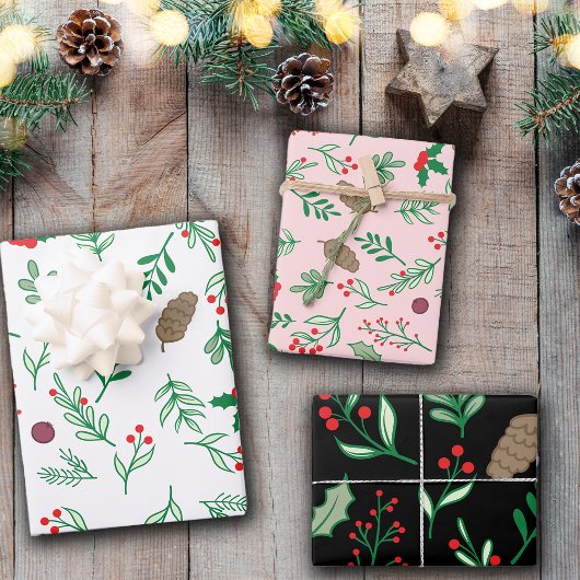 Christmas Holly Mistletoes Geschenkpapier Set