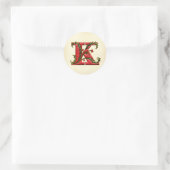 Christmas Holly Monogram K Umschlag Aufkleber (Tasche)