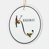 Christmas Holly Monogram Letter K Personalisiert Keramik Ornament (Links)