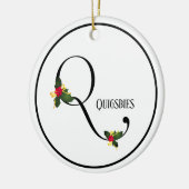 Christmas Holly Monogram Letter Q Keramik Ornament (Links)