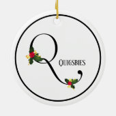 Christmas Holly Monogram Letter Q Keramik Ornament (Hinten)