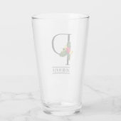 Christmas Holly Monogram P Personalisiert Beer Glas (Rückseite)