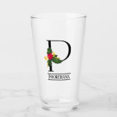 Christmas Holly Monogram P Personalisiert Beer Glas (Vorderseite)