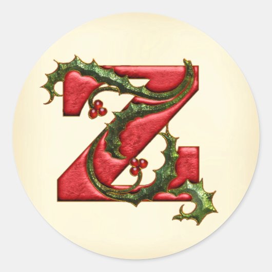 Christmas Holly Monogram Z Umschlag Aufkleber (Vorderseite)