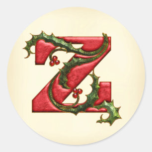 Christmas Holly Monogram Z Umschlag Aufkleber