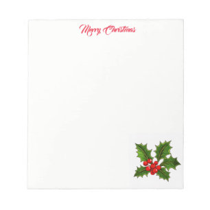 Christmas Holly Notepad Notizblock