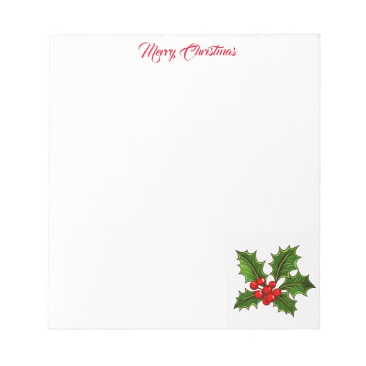 Christmas Holly Notepad Notizblock (Vorderseite)
