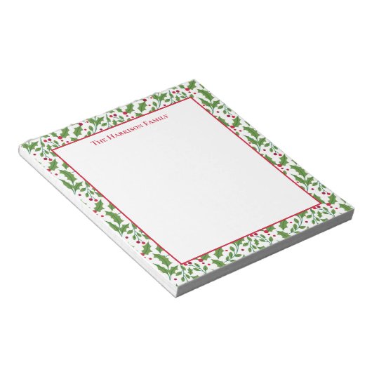 Christmas Holly Notepad Notizblock (angewinkelt)