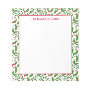 Christmas Holly Notepad Notizblock