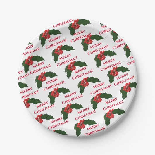 Christmas Holly Paper Tellers, 7" Pappteller (Vorderseite)