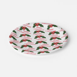 Christmas Holly Paper Tellers, 7" Pappteller