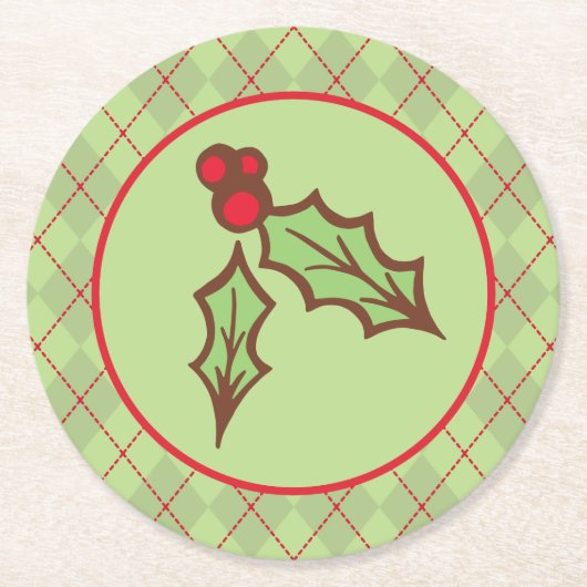 Christmas Holly Paper Untersetzer (Vorderseite)