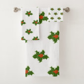 Christmas Holly Pattern Badhandtuch Set (Insitu)
