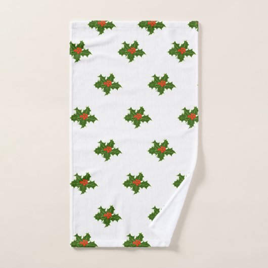 Christmas Holly Pattern Badhandtuch Set (Handtuch)