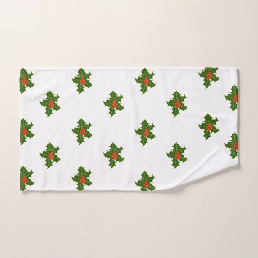 Christmas Holly Pattern Badhandtuch Set (Handtuch)