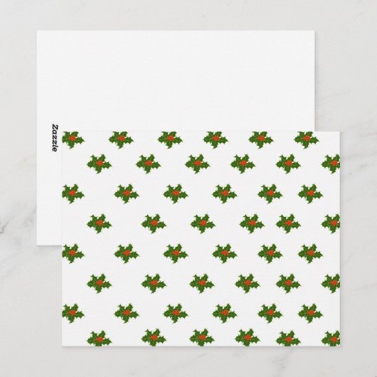 Christmas Holly Pattern Feiertagskarte (Vorne/Hinten)