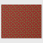 Christmas Holly Pattern Geschenkpapier (Flach)