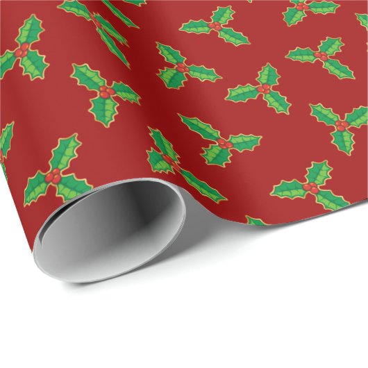 Christmas Holly Pattern Geschenkpapier (Rolleneckpunkt)