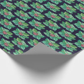 Christmas Holly Pattern Geschenkpapier (Ecke)