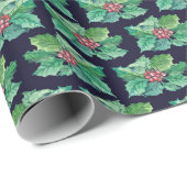Christmas Holly Pattern Geschenkpapier (Rolleneckpunkt)