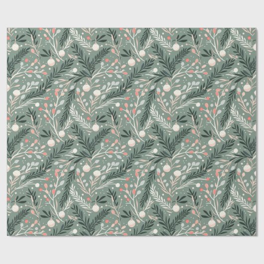 Christmas Holly Pattern Geschenkpapier (Flach)