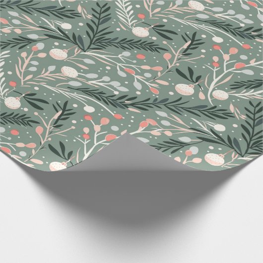 Christmas Holly Pattern Geschenkpapier (Ecke)