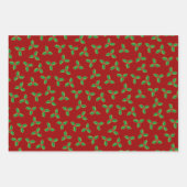 Christmas Holly Pattern Geschenkpapier Set (Vorderseite)